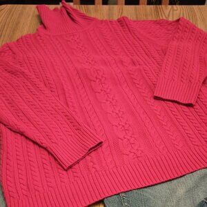 Amazon Essentials Size XXL Red Cable Knit Turtleneck Sweater (EUC)